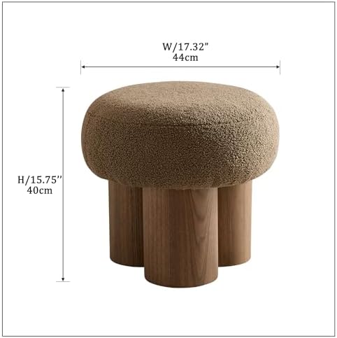 Teddy Ottoman Footrest Stool, Round Upholstered Vanity Stool for Bedroom