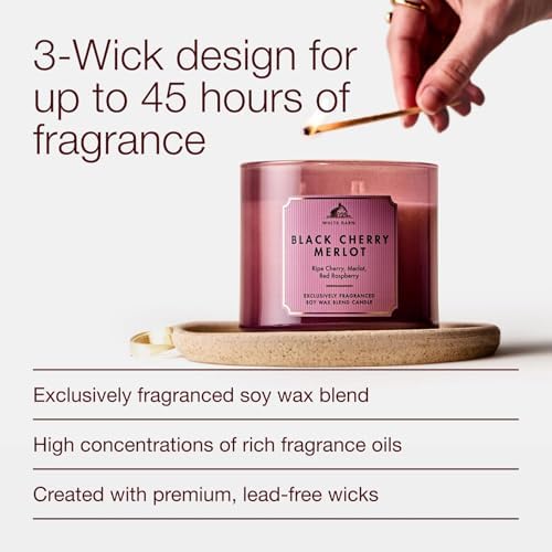 Bath & Body Works 3-Wick Candle, Black Cherry Merlot, Soy Wax Blend