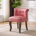 Faux Leather Pink Vanity Chair with Back, Upholstered Makeup Accent Chair