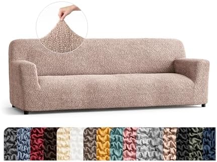 PAULATO Premium Stretch Couch Covers for Sofa - Sofa Chair Cover Washable, Dogs & Pets Friendly - Elastic Polyester Loveseat Slipcovers - Non-Slip Love Seat Couch Covers - Blush Taupe (86"-120" Wide)