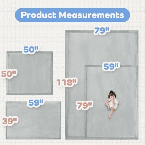 1.5" Thick Baby Play Mat for Floor,50x50 Padded Playpen Mat, Non-Slip