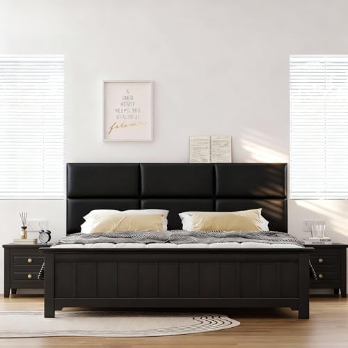 Fromann Upholstered Wall Mounted Headboard for Queen/TXL/King Size Beds, Peel and Stick Headboard 23.6" x 11.8"/PC, Interior Wall Panels for Bedroom Study, Headboards Only (6, Black)