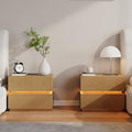 homary Smart Nightstand Set of 2 with Wireless Charging Station, USB & Type-C Ports, LED Light, 2 Drawers – Modern Natural Bedside Table for Bedroom Storage