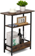 Narrow Side Table for Small Spaces, 3-Tier End Table with Storage Shelf