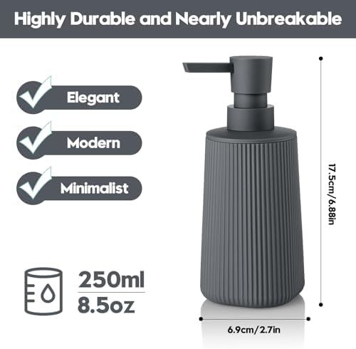 YAUKPH Small Soap Dispenser for Bathroom and Kitchen Matte Dark Gray