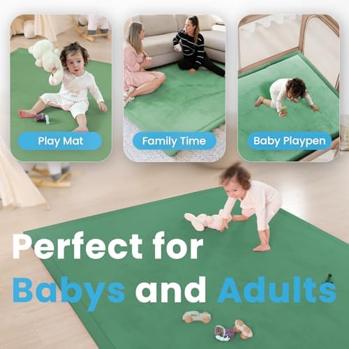 1.3" Thick Baby Play Mat for Floor,79x79 Large Memory Foam Tummy Time Mat