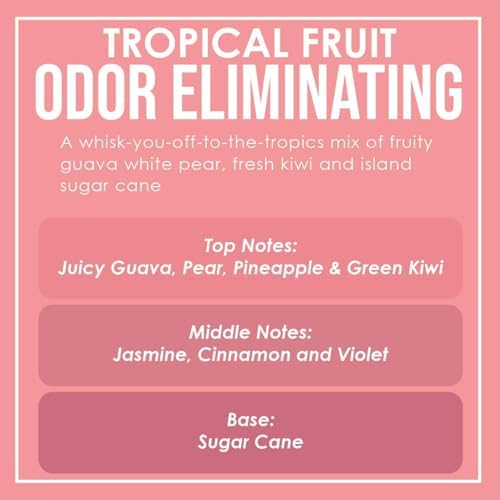Tropical Fruit Two Pack Odor Eliminating Highly Fragranced Candle - Eliminates 95% of Pet, Smoke, Food, and Other Smells Quickly - Up to 80 Hour Burn time - 12 Ounce Premium Soy Blend