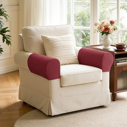 SUBRTEX Stretch Couch Arm Covers Set of 2, Non-Slip Sofa Armrest Slipcovers