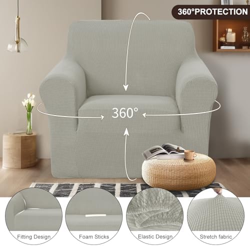 U-NICE HOME Stretch Recliner Chair Cover Armchair Slipcover, Taupe