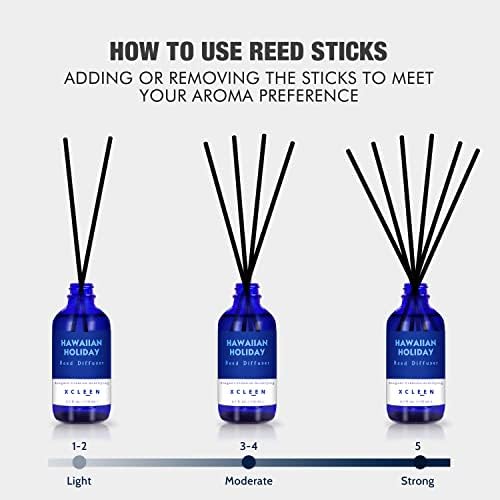 Xcleen Reed Diffuser Set for Home| 3.7 Oz(110ml) Hawaiian Holiday Fragrance Diffuser | with Mangoes, Pineapples, Peaches & Melons Scented Oil Sticks Diffuser, Air Fresheners for Home, Bathroom