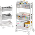 Baby Diaper Caddy Organizer Cart - 3 Tier Rolling Cart, Light Gray