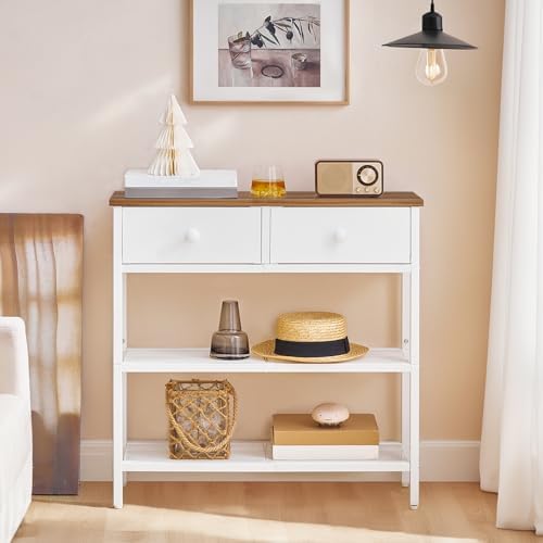 HOOBRO 29.5" Narrow Console Table with 2 Fabric Drawers, Small Sofa Table