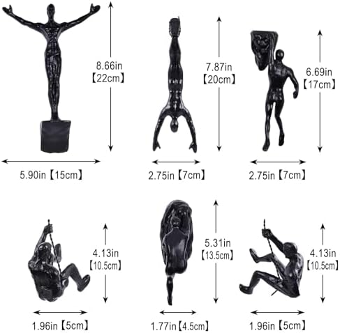 Set of 6 Climbing Men Wall Art Decor Sculpture,Nordic Modern Simplicity Decorative Wall Art, Climbing Man Sculptures,Home & Office Climber Gifts