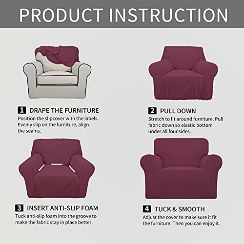 Easy-Going Stretch Oversized Chair Slipcover with Arm Washable ASH Rose