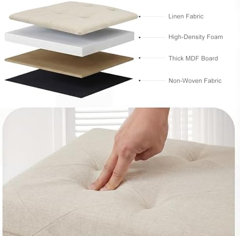 DUMOS 30 Inch Foldable Storage Ottoman Bench, Large Ottoman with Storage