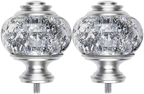 USFOOK Replacement Finials for Curtain Rods (1 or 7/8 Inch), Silver