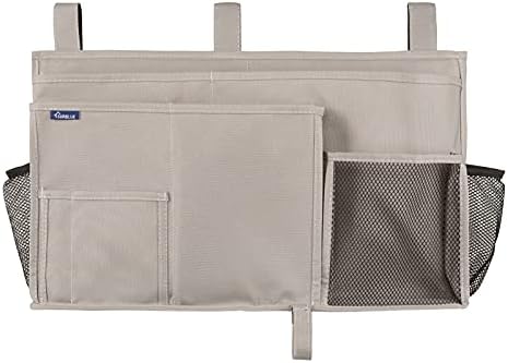 Surblue Bedside Caddy Hanging Bed Organizer Storage Bag Pocket for Bunk and Hospital Beds, College Dorm Rooms Baby Bed Rails,Camp (8 Pockets),Gray