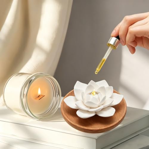 Lotus Flower Wooden Pallet Ceramic Essential Oil Mini Diffuser