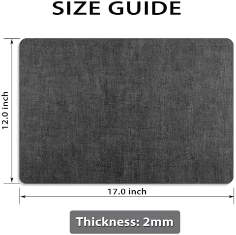 Faux Leather Placemats Set of 8, Wipeable Table Mats, Dark Grey