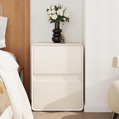 BOSHIRO 16″ Narrow Nightstand, Slim Bedside Tables for Small Bedroo, White
