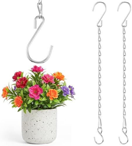 EBOOT 2 Pcs Hanging Chain for Bird Feeders Planters, 19.7 Inch, Silver
