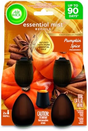 Air Wick Essential Mist Refill, Pumpkin Spice Fall Scent Diffuser Oils, 5ct