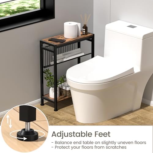 Narrow Side Table, 3-Tier End Table, Small Nightstand