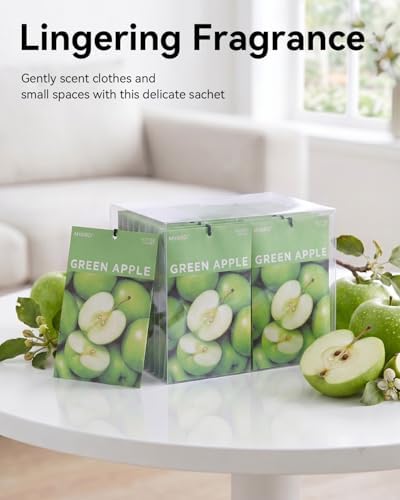 MYARO 20Pcs Green Apple Scented Sachets, Closet Deodorizer Car Freshener