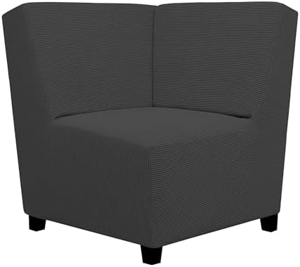Easy-Going Stretch Soft Sectional Corner Sofa Couch Slipcover Dark Gray