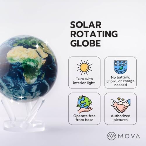 MOVA Globe - Mercury Signature (6") | Rotating Solar Planet Model with Realistic Surface Detail | No Wires or Batteries | Silent Motion Decor
