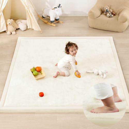 1.3" Thick Baby Play Mat for Floor,79x118 Large Memory Foam Tummy Time Mat