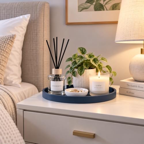 Silicone Bathroom Tray Coffee Table Decor Perfume Organizer, 10" Dark Blue