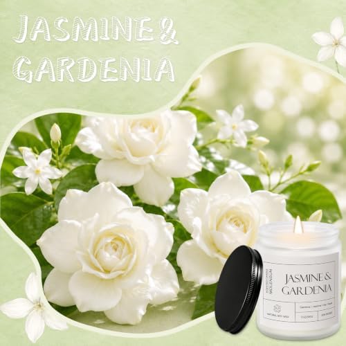 Molensun Gardenia & Jasmine Scented Candle, 7 oz Soy Wax Candle