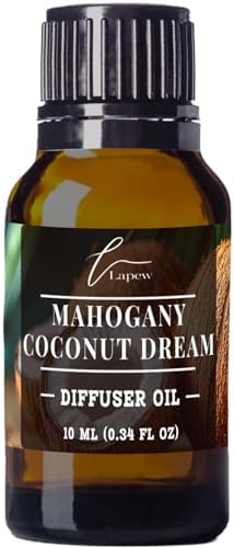 Lapew Mahogany Coconut Waterless Diffuser Oil | Fragrance Oil for Nebulizer & Cold Air Diffusers | Scented Home Oil | 0.34 fl oz