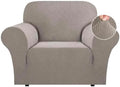 Flamingo P High Stretch Sofa Slipcover Non Slip Armchair Cover for Living Room Washable Pet Furniture Protector Covers with Elastic Bottom, Thick Jacquard Fabric (Small, Taupe)