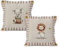 Sports Animal Nursery Throw Pillow Cover 18x18, Lion Elephant Decorative Pillow Covers for Kids Toddler Boy Nursery Room Bedroom Playroom, Kids Playroom Accent Pillows Cover Pillowcases, Set of 2