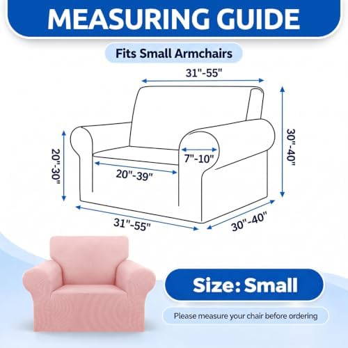 KEKUOU Stretch Chair Sofa Slipcover, Single Couch Cover,Dusty Pink