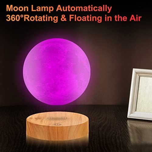 Floating Moon Lamp 16 Colors Levitating Spinning LED Moon Light Magnetic Levitation 3D Printing Moon Night Lights Unique Gifts Room Office Table Decorative Lamp