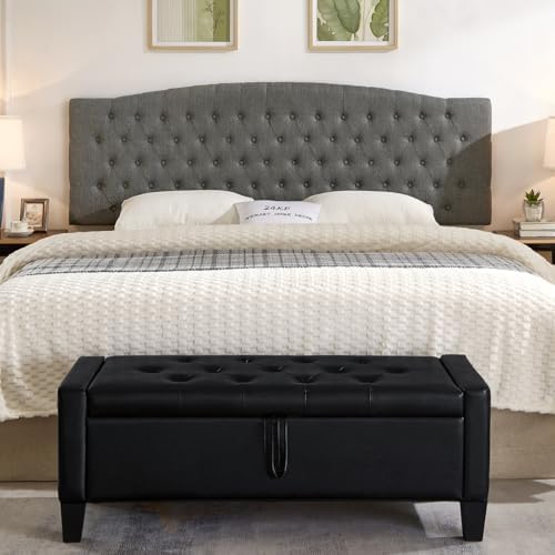 24KF Upholstered Tufted Button Linen Wall Mounted Headboard,Comfortable Fashional Headboard King/CA King Size, 6055-K-Granite