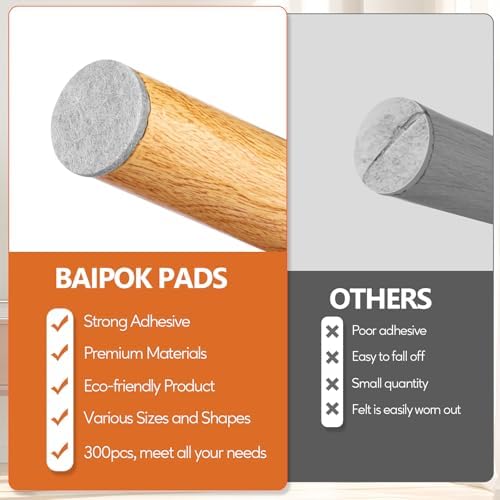 Furniture Pads 300 Pcs Premium Furniture Felt Pads Self Adhesive, Grey