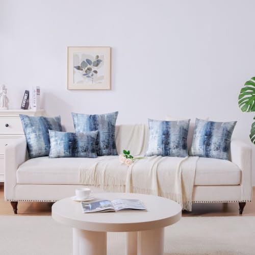 Throw Pillow Covers for Couch, 26x26 Inch, Set of 2, Grey Blue
