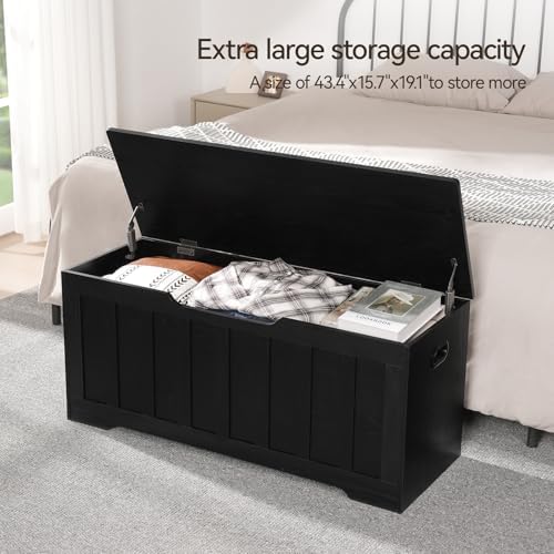VANKILEY 43.3" Storage Chest Extra Large, Storage Bench.(Black)