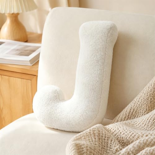 Letter Plush Pillow, Letter Hugging Throw Pillows, Decorative Initial Letter Shaped Throw Pillows for Bed Couch, Letter Pillows English Alphabet A to Z for Sofa Bedroom Living Room Decor (J)