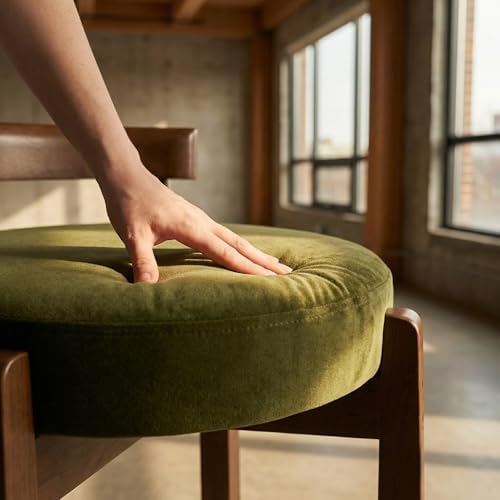 DUOMAY Velvet Vanity Stool, Green