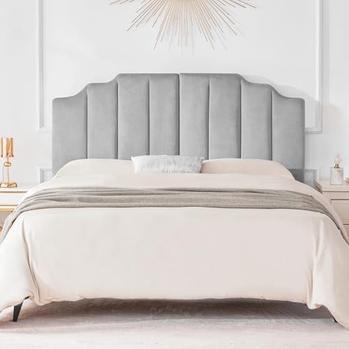 King Upholstered Headboard, Velvet Head Board, Tufted King Headboard Only