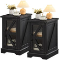 Joaxswe Narrow Night Stand Set 2 with Glass Barn Door