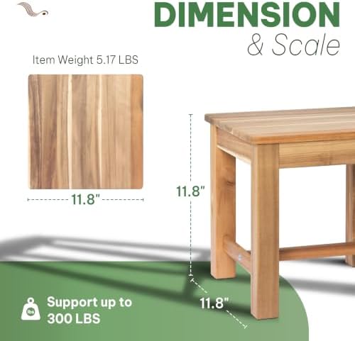 12" Wooden Step Stool, Small Wood Stool for Bathroom, Kitchen - White Oak