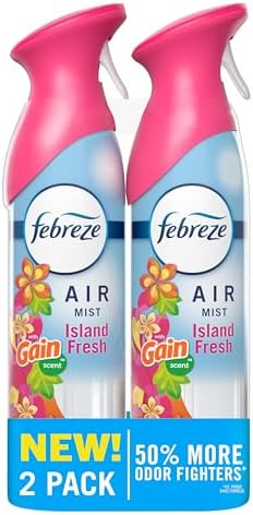 Febreze Air Mist, Air Freshener Spray, Odor Fighting Room Spray, Deodorizer for Home Bathroom Kitchen Office Apartment Dorm Room Classroom, Gain Island Fresh Scent, 8.1oz (Pack of 2)