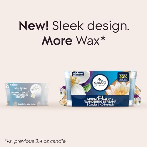 Glade 1-Wick 2in1 Scented Candle, Moonlit Walk & Wandering Stream, 2 Count