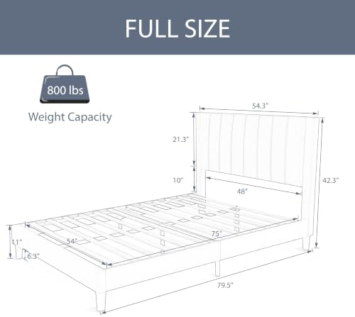 Allewie Full Platform Bed Frame/Velvet Upholstered Bed Frame with Vertical Channel Tufted Headboard/Strong Wooden Slats/Mattress Foundation/Box Spring Optional/Easy Assembly/Pink